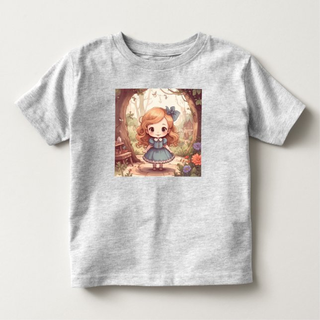 Camiseta Bonita Arte Caprichosa da Floresta de Alice no Paí (Frente)