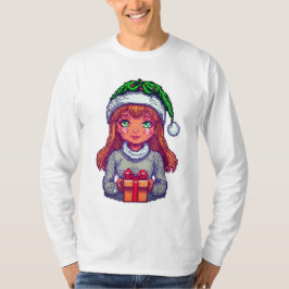 Camiseta Bonita arte de píxeis de Natal
