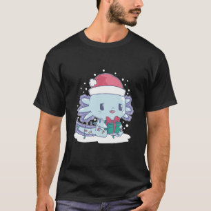 Camiseta Bonita Axolotl Snowy Natal Papai Noel Hat Famil
