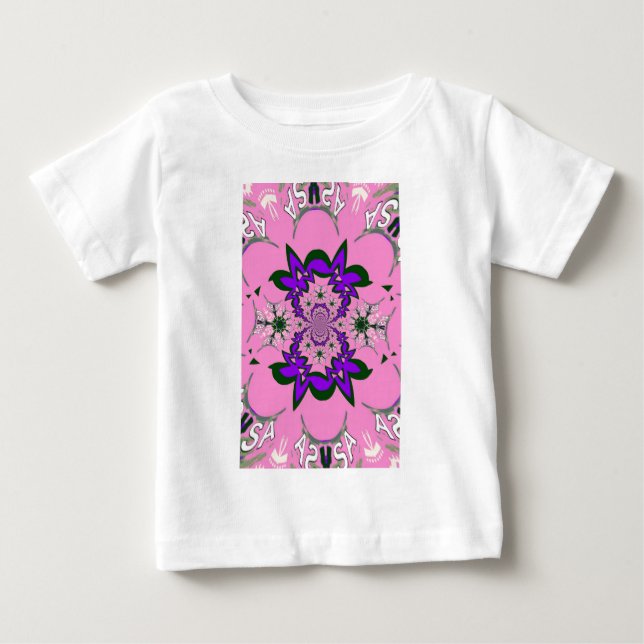 Camiseta Bonita Bebê Rosa Floral Roxo-Forte Arte-Motif (Frente)