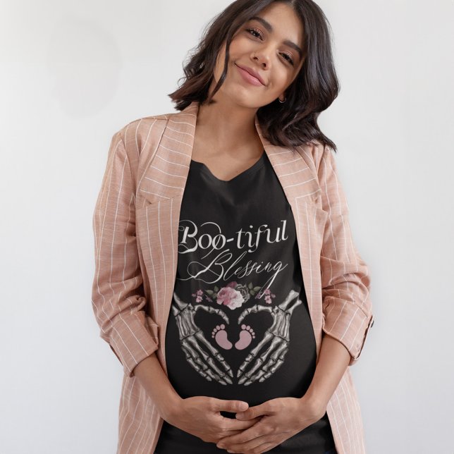 Camiseta Bonita Bênção Menina Gótica Coração (Boo-tiful Blessing Baby Girl Gothic Skeleton Heart T-Shirt)