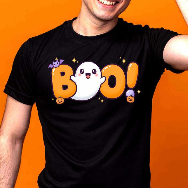 Camiseta Bonita "BOO" no Halloween de Kawaii! Fantasma (Criador carregado)