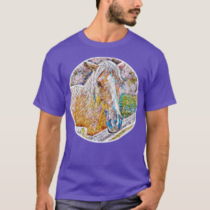 Camiseta Bonita cabeça de cavalo trabalho de arte colorido