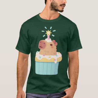 Camiseta Bonita Capybara Em Cupcake Engraçada