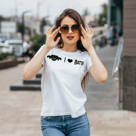 Camiseta Bonita Cartoon I Love Bats