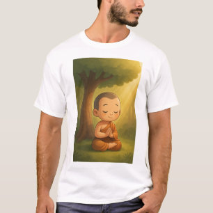Camiseta "Bonita Cartoon Monk Meditante   Calm Spiritual Po