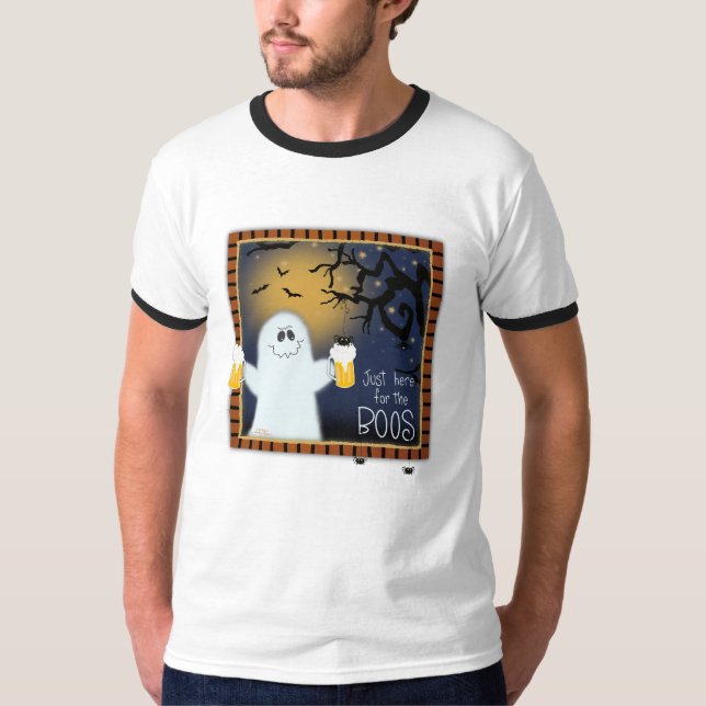 Camiseta Bonita cerveja fantasma de Boos Halloween (Frente)