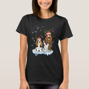 Camiseta Bonita cesta de Natal Hound Santa Hats Reindeer Do