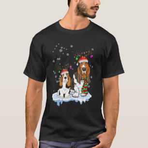 Camiseta Bonita cesta de Natal Hound Santa Hats Reindeer Do
