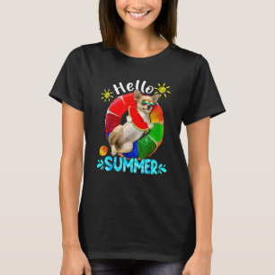 Camiseta Bonita Chihuahua Nadando Piscina Comendo Melancia 