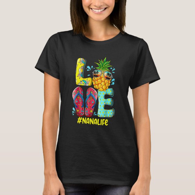 Camiseta Bonita Chinelos De Vida Da Nana Hippie Pineapple S (Frente)