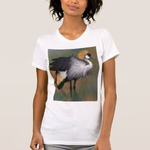 Camiseta Bonita Cinza Crowned Crane - Arte de Pintura Migra