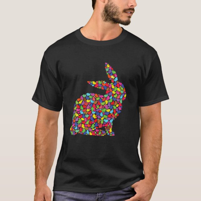 Camiseta Bonita Colorida Páscoa Coelhinha Homens Crianças P (Frente)