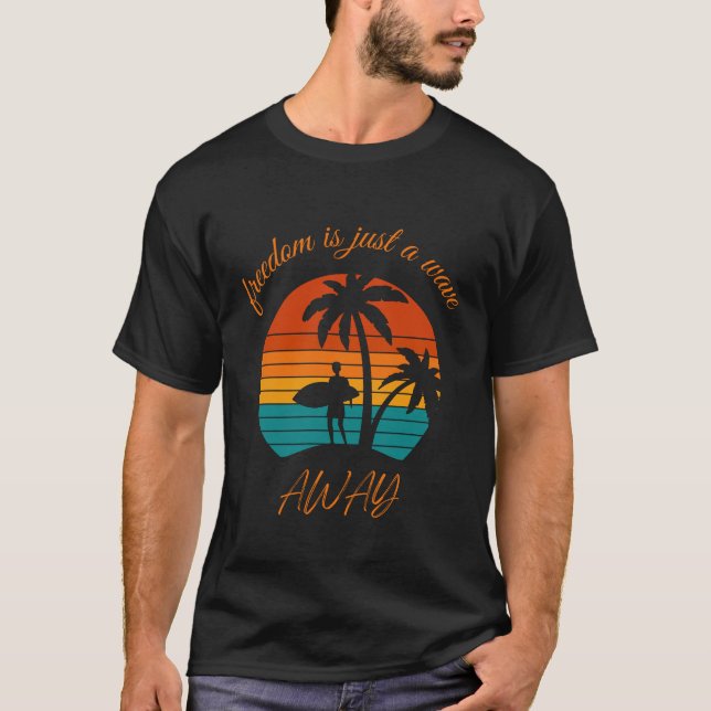 Camiseta bonita com design de surfe (Frente)