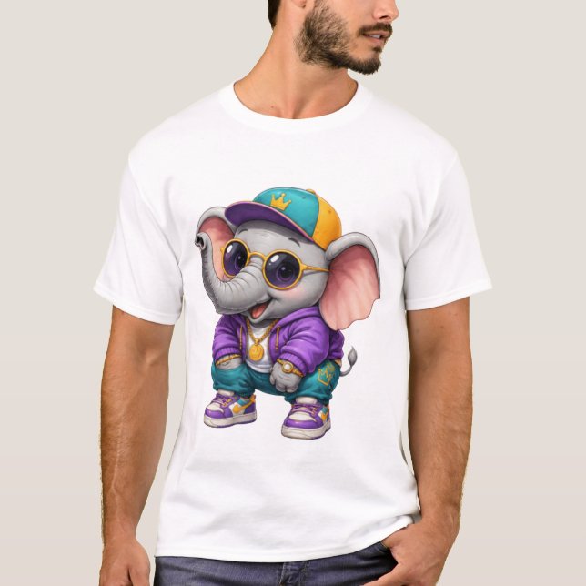Camiseta bonita com elefante bebê  (Frente)