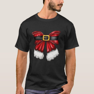 Camiseta Bonita Coquette Red Arco Santa Claus Mulheres de N