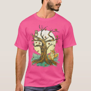 Camiseta Bonita Coruja De Arte Florestal Do Outono