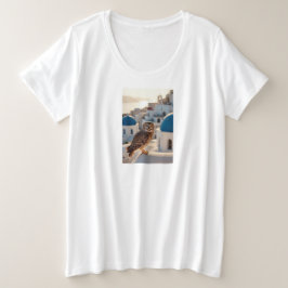 Camiseta Bonita coruja na paisagem grega