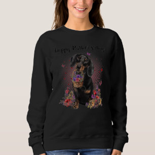 Camiseta Bonita Dachshund Mãe Flor Feliz Dia de as mães Amo