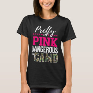 Camiseta Bonita de Rosa Perigosa de Camuflagem Caçadora de