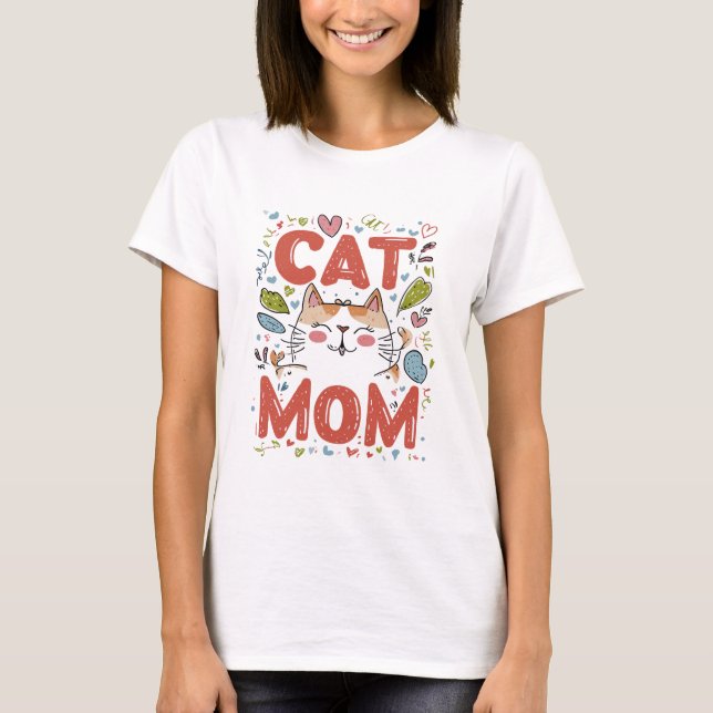 Camiseta Bonita design mulher branca amante de gatos branco (Frente)