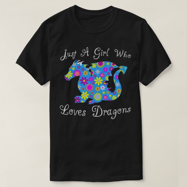 Camiseta Bonita Divertida É Só Uma Garota Que Ama Dragões (Frente do Design)