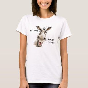 Camiseta Bonita Donkey dizendo Oi, como você está?