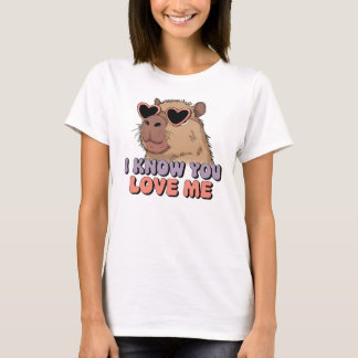 Camiseta Bonita E Engraçada Capybara Eu Sei Que Você Me Ama