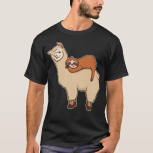Camiseta Bonita e Engraçada Llama dormindo em seu amigo
