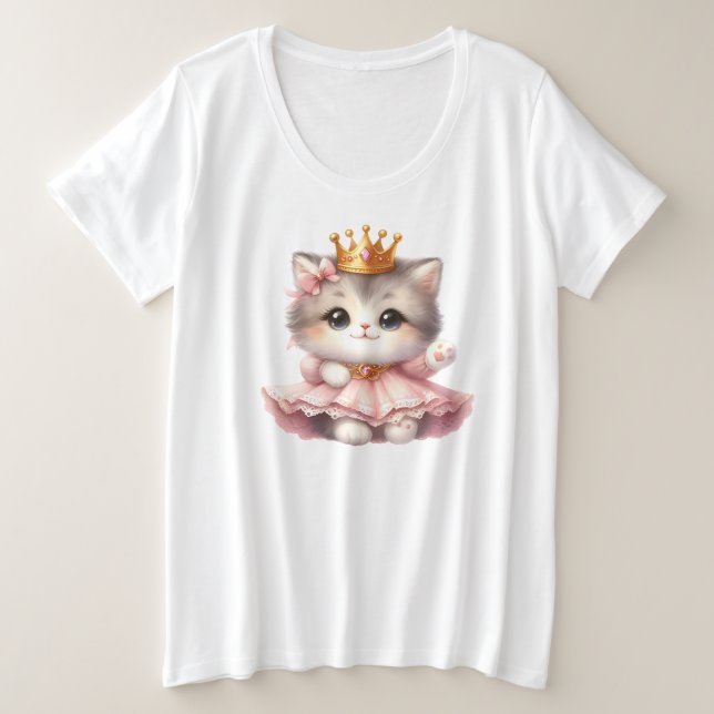 Camiseta Bonita e pequena Princesa Kitten (Frente do Design)