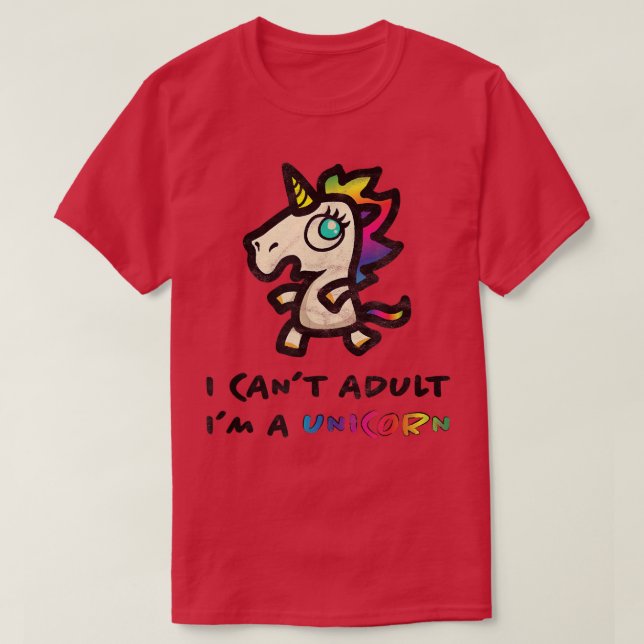 Camiseta Bonita, engraçada, kawaii UNICORN arco-íris T I CA (Frente do Design)