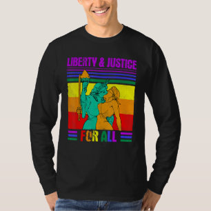 Camiseta Bonita Estátua de Justiça do Orgulho LGBT Para Tod