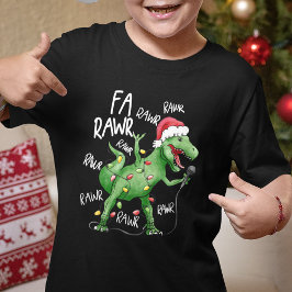Camiseta Bonita Fa Rawr Rawr Cantando Dinossauro de Natal