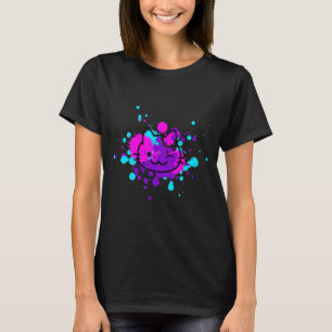 Camiseta Bonita Face De Gato Em Tinta Para O Gato Colorido