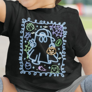 Camiseta Bonita Faux Neon Brilhante Halloween Spooky Ghost