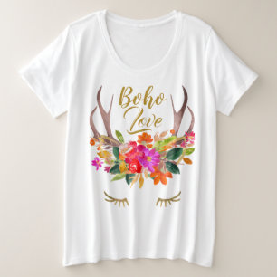 Camiseta Bonita floricultura Boho Love Reindeer Antlers Las