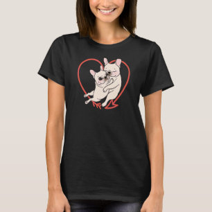 Camiseta Bonita Frenchie Hugging Heart French Bulldog Mamãe
