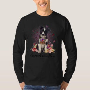 Camiseta Bonita fronteira Collie Mãe Flor Dia de as mães Fe