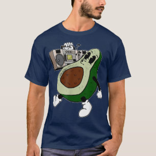 Camiseta Bonita Fruta Avocado Ouvindo música Boom Bo para