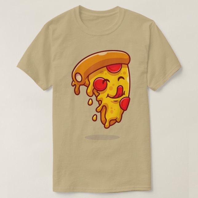 Camiseta Bonita Funny Kawaii Pepperoni Pizza Anime Mang (Frente do Design)