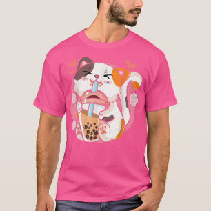 Camiseta Bonita Gata Kawaii Boba Tea Bubble Tea Animes Gi
