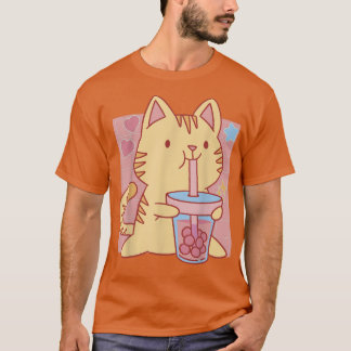 Camiseta Bonita Gato Kawaii Boba Tea Bubble Tea Anime Kawai