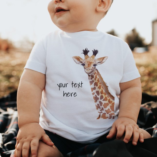 Camiseta Bonita Girafa de Bebê Personalizada (Criador carregado)