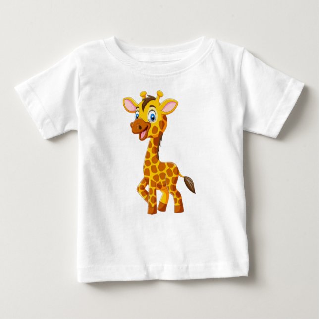 Camiseta Bonita Girafa de Bebê Sorrindo Cartoon (Frente)