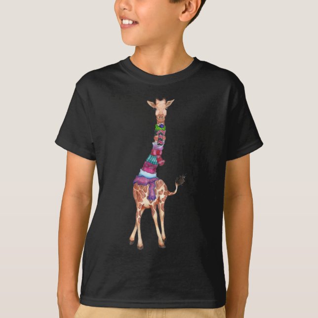 Camiseta Bonita girafa de Natal (Frente)
