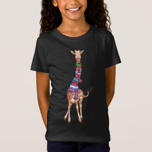 Camiseta Bonita girafa de Natal (Frente)