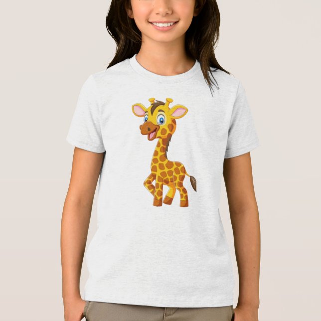 Camiseta Bonita Girafa Sorrindo Cartoon-35280 (Frente)