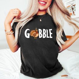 Camiseta Bonita Gobble Turquia Queda Branca Ação de Graças