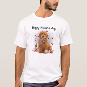 Camiseta Bonita Goldendoodle Mãe Flor Dia de as mães Feliz