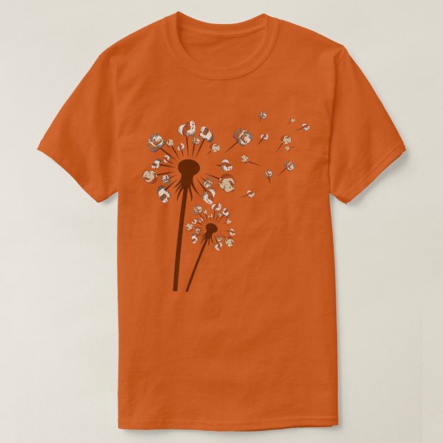 Camiseta Bonita Guiné Porco Dandelion Flor Engraçado Amor A (Frente do Design)